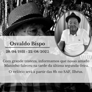 Leia mais sobre o artigo Nota de Pesar – Osvaldo Bispo