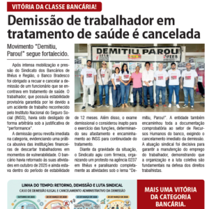 Leia mais sobre o artigo Folha Sindical 421: Demissão de trabalhador em tratamento de saúde é cancelada